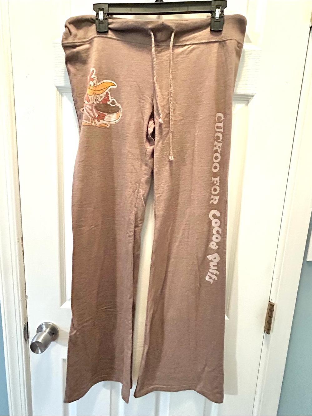 Cocoa Puffs Sweatpants Women's M Junk Food Brown Wide-Leg Brown Drawstring